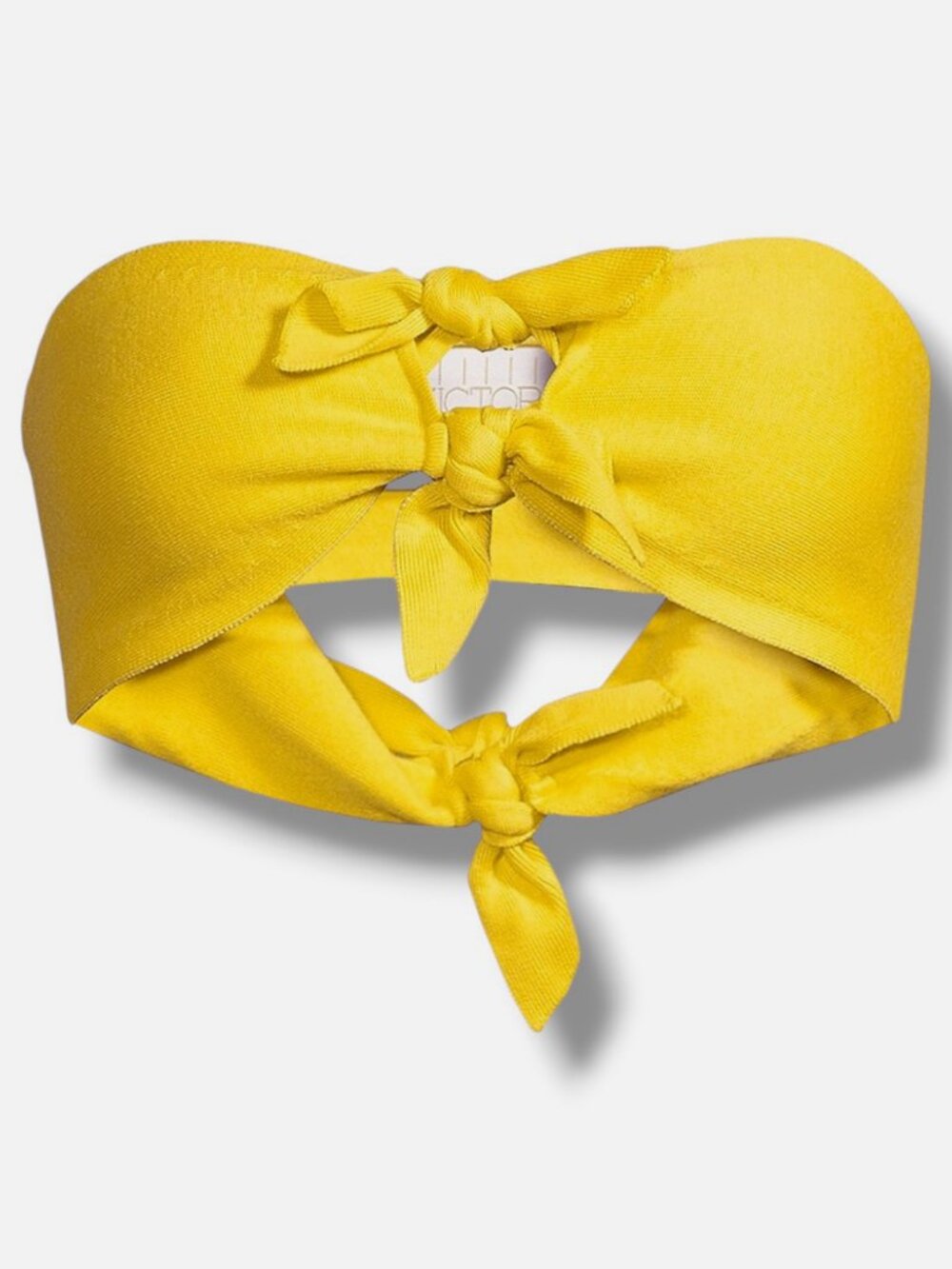 Victor Glemaud Women's Yellow Knotted Bandeau Bikini Top Size S